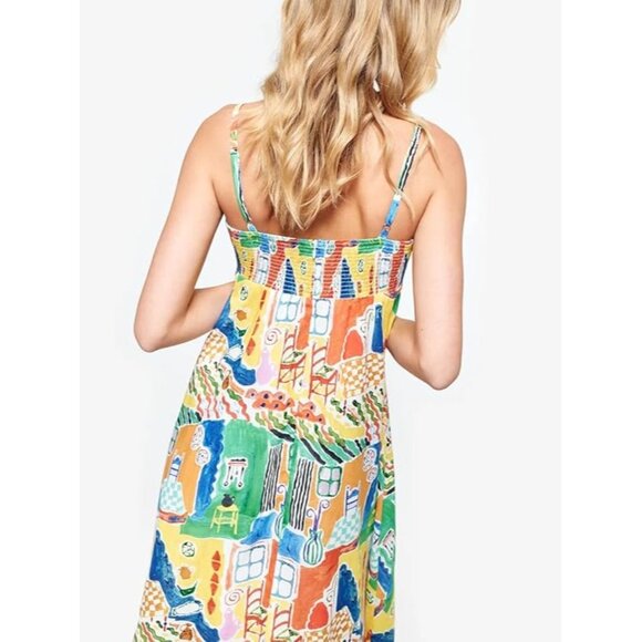 Women Boho Beach Flowy Dress Y2k Spaghetti Strap Sleeveless Smocked A-line Swing - Picture 3 of 3